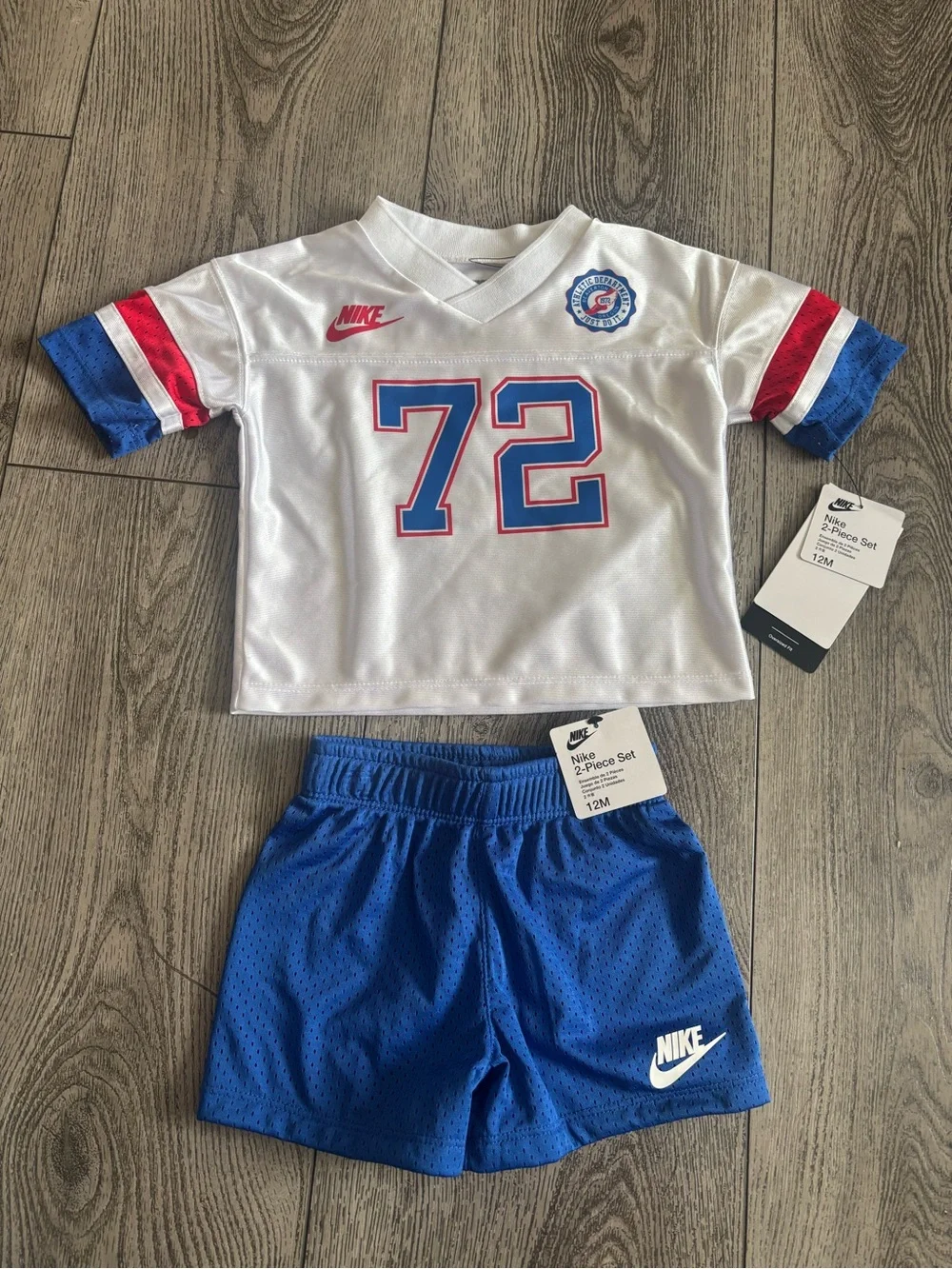 Nike White, Blue & Red Kids 2-Piece Jersey Set